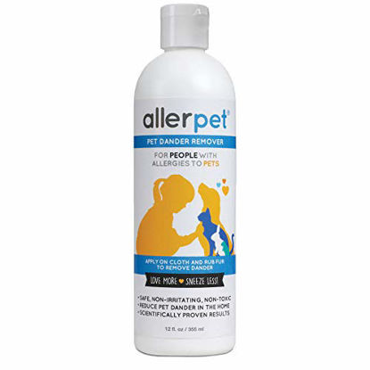 Picture of Allerpet Pet Allergy Relief - Best Dog & Cat Pet Dander Remover for Allergens + Works for Any Pet w/Fur or Feathers - 100% Non-Toxic & Safe for Pets