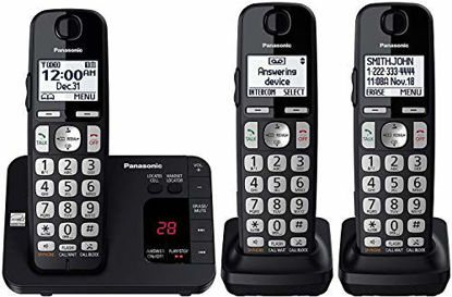 Picture of Panasonic DECT 6.0 Expandable Cordless Phone System with Answering Machine and Call Blocking - 3 Handsets - KX-TGE433B (Black)
