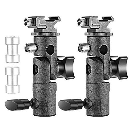 Picture of Neewer Professional Universal E Type Camera Flash Speedlite Mount Swivel Light Stand Bracket with Umbrella Holder for Canon Nikon Pentax Olympus and Other Flashes, Studio Light, LED Light(2 Pack)