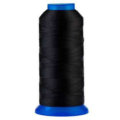 Picture of Selric [1500Yards / 30 Colors Available UV Resistant High Strength Polyester Thread #69 T70 Size 210D/3 for Upholstery, Outdoor Market, Drapery, Beading, Purses, Leather (Black)