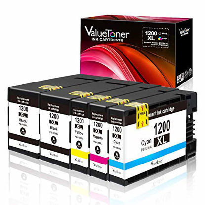 Picture of Valuetoner Compatible Ink Cartridge Replacement for Canon PGI-1200XL PGI-1200 XL 1200XL Maxify MB2320 MB2020 MB2350 MB2050 MB2120 MB2720 Inkjet Printer (2 Black, 1 Cyan, 1 Magenta, 1 Yellow, 5 Pack)