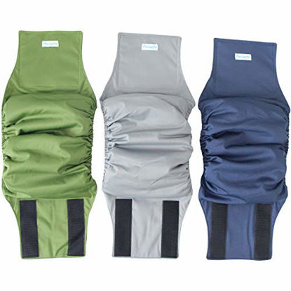 Picture of Paw Legend Washable Dog Belly Wrap Diapers for Male Dog (3 Pack,Army,Grey,Navy,Medium)