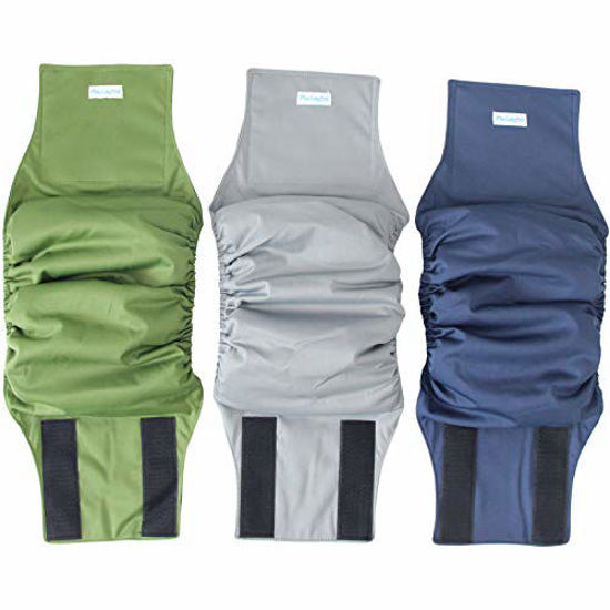 Picture of Paw Legend Washable Dog Belly Wrap Diapers for Male Dog (3 Pack,Army,Grey,Navy,Medium)