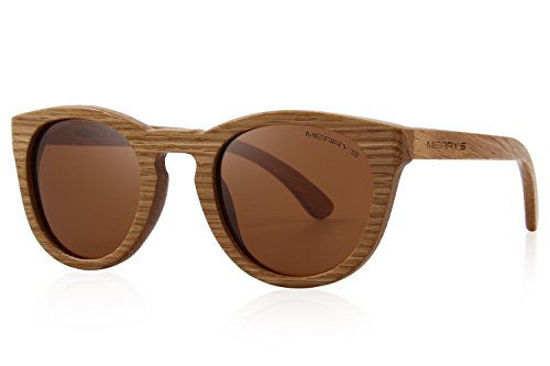 GetUSCart- MERRY'S Polarized Full Frame Wooden Coated Floating Sunglasses  Mens/Womens vintage Eyewear S5268 (Brown, 48)