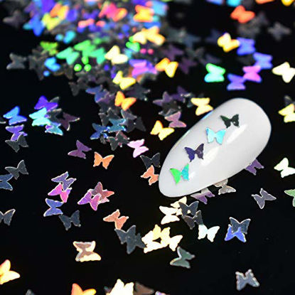 Picture of EchiQ Splarkly Laser Butterfly Nail Sequin Acrylic Paillettes Holographic Nail Sparkle Glitter Sheets Tips Nail Art Decoration FBA Shipping only