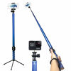 Picture of Bluetooth Long Selfie Stick- Super Length Lightweight Extendable Pole from 20'' to 118 Built-in Wireless Remote Shutter Grip Holder Mount Compatible iPhone Samsung Android Cell Phone(Blue)