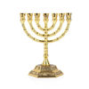 Picture of 12 Tribes of Israel Menorah, Jerusalem Temple 7 Branch Jewish Candle Holder (8 Inches, Gold)