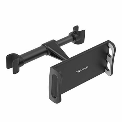 Picture of Tryone Car Headrest Tablet Mount Holder Compatible with Smartphones/Tablets/ Switch 4.7"-10.5", Headrest Posts Width 4.1in-5.9in(Black)