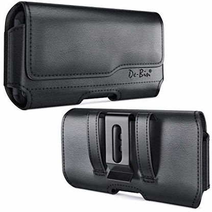 Picture of DeBin iPhone 11 Pro / iPhone 10 / X / Xs Belt Holster, Premium Leather Holster Pouch Case with Belt Clip Belt Holder Cover for Apple iPhone 11 Pro / 10 / X / Xs (Fits Phone w/ Otterbox Case on) Black