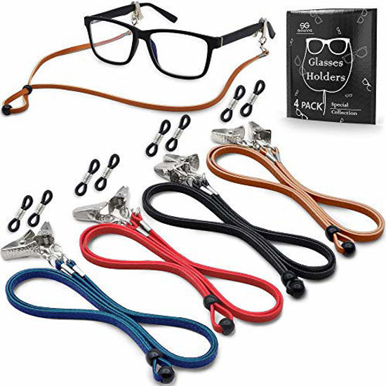 Picture of Eyeglasses Holder Strap Cord - Premium ECO Leather Eyeglasses String Holder Chain Necklace - Glasses Cord Lanyard - Eyeglass Retainer
