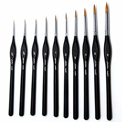 Picture of Detail Paint Brushes Set 10pcs Miniature Brushes for Fine Detailing & Art Painting - Acrylic, Watercolor,Oil,Models, Warhammer 40k.