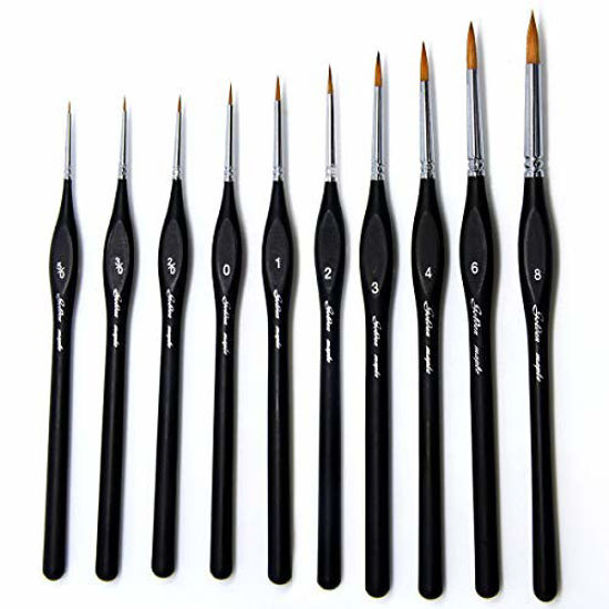 Picture of Detail Paint Brushes Set 10pcs Miniature Brushes for Fine Detailing & Art Painting - Acrylic, Watercolor,Oil,Models, Warhammer 40k.