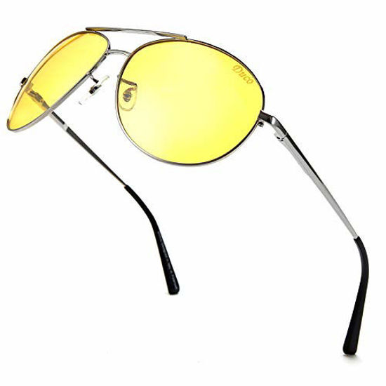 Picture of Duco Men's Night-vision Glasses Driving Glasses Polarized Anti-glare 3025y (Shine Sliver, yellow)