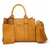 Picture of Women Vegan Leather Handbags Fashion Satchel Bags Shoulder Purses Top Handle Work Bags 3pcs Set Tan