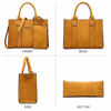 Picture of Women Vegan Leather Handbags Fashion Satchel Bags Shoulder Purses Top Handle Work Bags 3pcs Set Tan