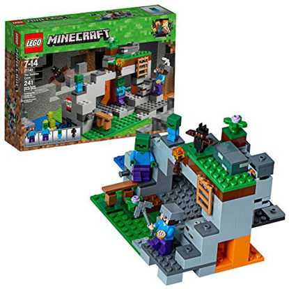 Picture of LEGO Minecraft The Zombie Cave 21141 Building Kit with Popular Minecraft Characters Steve and Zombie Figure, separate TNT Toy, Coal and more for Creative Play (241 Pieces)
