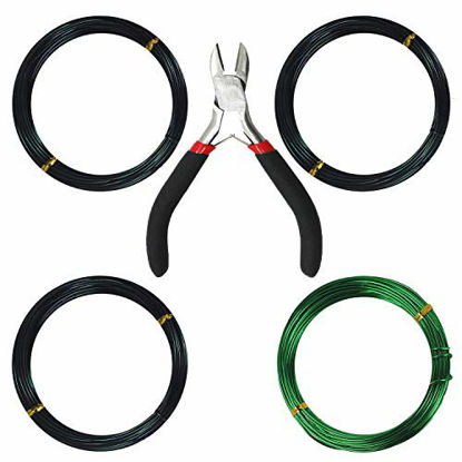 Picture of Kebinfen Tree Training Wires for Bonsai Tree, with Bonsai Wire Cutter - Size 1.0 mm/ 1.5 mm/ 2.0 mm (128 Feet Total), Anti-Corrosion and Rust Resistant