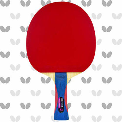 Picture of Butterfly Nakama S-8 Table Tennis Racket - Professional ITTF Approved Ping Pong Paddle - Flextra Table Tennis Rubber and Thick Sponge Layer Ping Pong Racket - 2 Ping Pong Balls Included