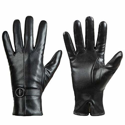 Picture of Womens Winter Leather Gloves Touchscreen Texting Warm Driving Lambskin Gloves