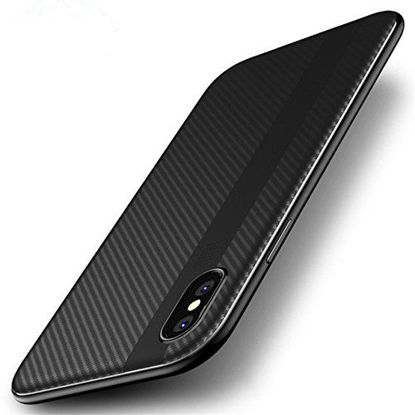 Picture of NataX iPhone X Case, Thin Fit Hybrid Drop Protection and Scratch Resistance Carbon Non Slip Cover for Apple iPhone 10