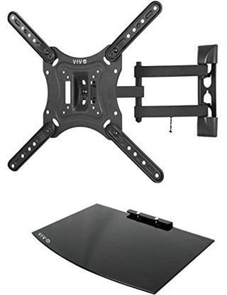 Picture of VIVO 23 to 55 inch Screen TV Wall Mount with Adjustable Tilt and Entertainment Shelf, Floating AV, DVD Shelving, Black, Mount-VWSF1