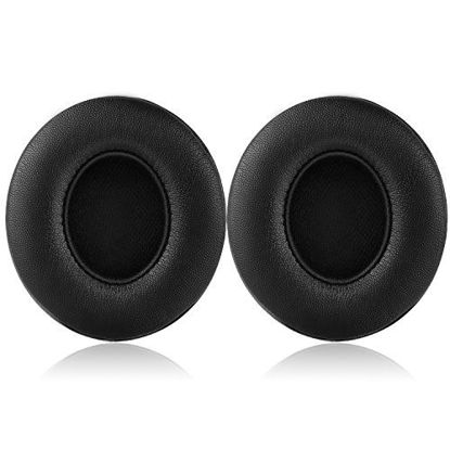 Picture of Solo 2 Wired Replacement Earpads - JECOBB Ear Cushion Pads with Protein Leather and Memory Foam for Beats Solo2 Wired On-Ear Headphones by Dr. Dre ONLY (NOT FIT Solo 2/3 Wireless) (Black)