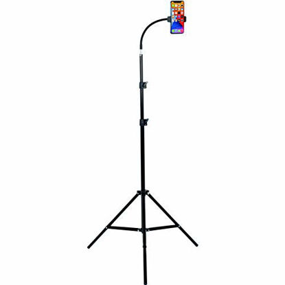 Picture of HAITENT Phone Floor Tripod Stand,7.2 Feet Retractable Adjustable Gooseneck Cell Phone Tall Tripod Stand for iPhone 12 Pro Max,iPhone 11 Pro Max,iPhone Xs Max, with Smart Phone Holder Clamp