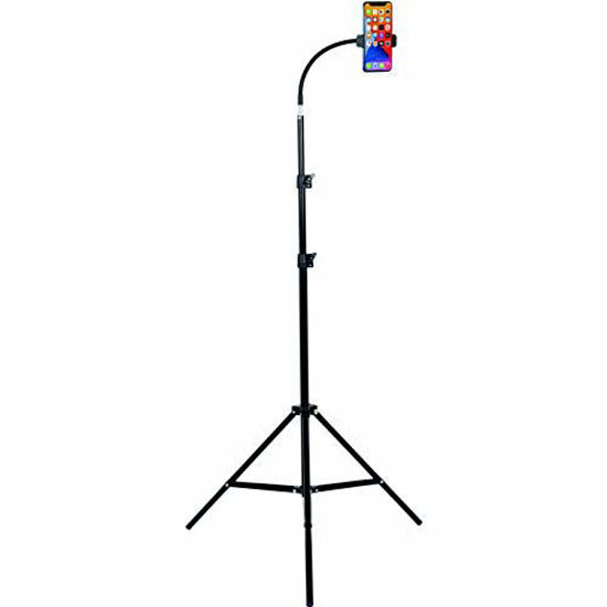 Picture of HAITENT Phone Floor Tripod Stand,7.2 Feet Retractable Adjustable Gooseneck Cell Phone Tall Tripod Stand for iPhone 12 Pro Max,iPhone 11 Pro Max,iPhone Xs Max, with Smart Phone Holder Clamp