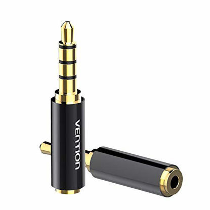 Picture of VENTION 2 Pack 3.5mm Male to 2.5mm Female Audio Travel Adapter Gold Plated Aux Auxiliary Plug Splitter 3 Ring Jack Support Microphone Earphone (Black) (3.5mm Male to 2.5mm Female)