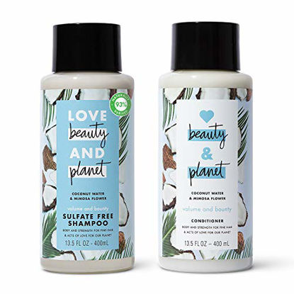 Picture of Love Beauty and Planet Volume and Bounty Thickening Shampoo and Conditioner For Hair Volume and Fine Hair Care Coconut Water and Mimosa Flower, Paraben Free, Silicone Free, and Vegan 13.5 oz 2 count