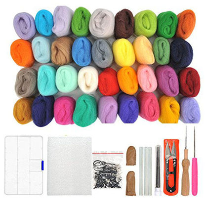 Picture of WOWOSS 36 Colors Needle Felting Wool Set Starter Kit Wool Felt Tools