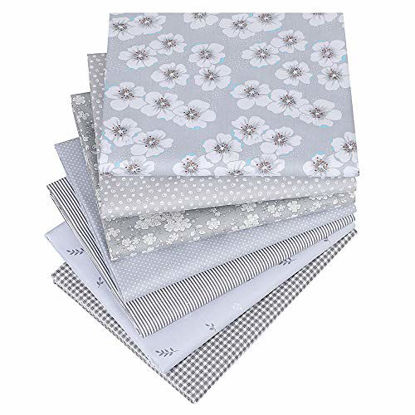 Picture of Hanjunzhao Quilting Fabric,Grey Fat Quarters Fabric Bundles,100% Cotton Fabric for Sewing Crafting,Print Floral Striped Polka Dot Gingham Fabric,18" x 22"(Grey)