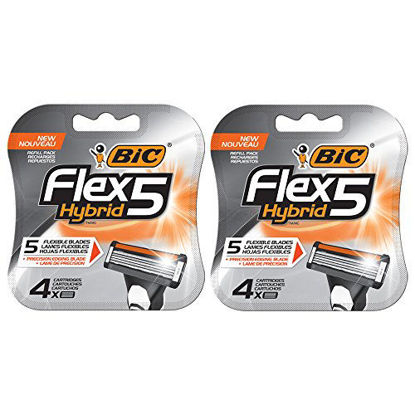 Picture of BIC Flex 5 Hybrid Men's 5-Blade Disposable Razor, 4 Count - Pack of 2 (8 Cartridges)