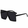 Picture of GRFISIA Square Oversized Sunglasses for Women Men Flat Top Fashion Shades (black frame/gray lens, 2.56)