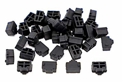 Picture of iExcell 100 Pcs Black Ethernet Hub Port RJ45 Anti Dust Cover Cap Protector Plug