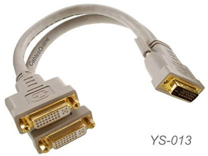 Picture of CablesOnline 1ft DVI-D (Digital) Dual Link Male to 2-Female Y-Splitter Cable - Gray, YS-013