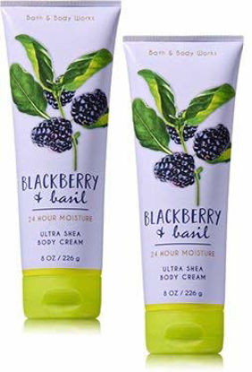 Picture of Bath and Body Works 2 Pack Blackberry & Basil Ultra Shea Body Cream. 8 Oz