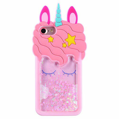 Picture of Mulafnxal Quicksand Unicorn Case for iPhone 5 5S 5C, Soft Cute Silicone 3D Cartoon Animal Cover,Shockproof Cases, Kids Girls Women Bling Glitter Rubber Kawaii Character Fashion Protector for iPhone 5C