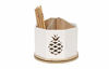 Picture of Spinning Desktop Stationary Organizer - Decorative Wooden Rotating Pen and Pencil Cup - 4 Compartment White Desk and Table Top Office Supplies Station with Pineapple Cutout - by Designstyles