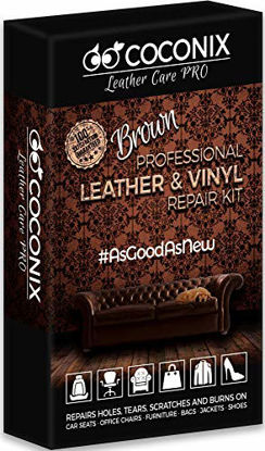 Picture of Coconix Brown Leather and Vinyl Repair Kit - Restorer of Your Couch, Sofa, Car Seat and Your Jacket - Super Easy Instructions - Restore Any Material, Genuine, Italian, Bonded, Bycast, PU