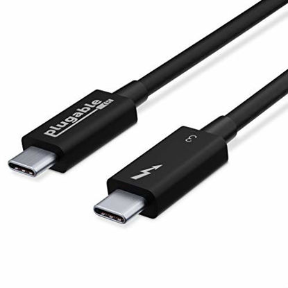 Picture of Plugable Thunderbolt 3 Cable 40Gbps Supports 100W (20V, 5A) Charging, 2.6ft / 0.8m USB C Compatible [Thunderbolt 3 Certified]