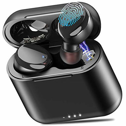 Picture of TOZO T6 True Wireless Earbuds Bluetooth Headphones Touch Control with Wireless Charging Case IPX8 Waterproof TWS Stereo Earphones in-Ear Built-in Mic Headset Premium Deep Bass for Sport Black
