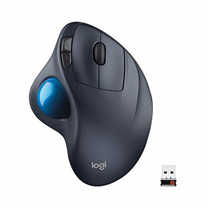 Picture of Logitech M570 Wireless Trackball Mouse - Ergonomic Design with Sculpted Right-Hand Shape, Compatible with Apple Mac and Microsoft Windows Computers, USB Unifying Receiver, Dark Gray