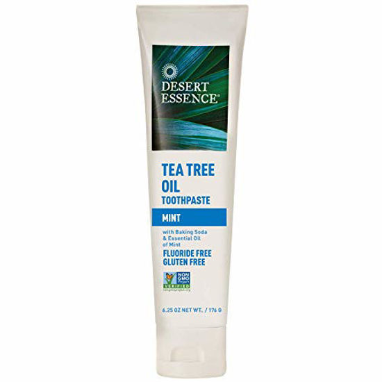 Picture of Desert Essence Tea Tree Oil Toothpaste - Mint - 6.25 Oz - Refreshing Taste - Deep Cleans Teeth & Gums - Helps Fight Plaque - Sea Salt - Pure Essential Oil - Baking Soda - Promotes Healthy Mouth