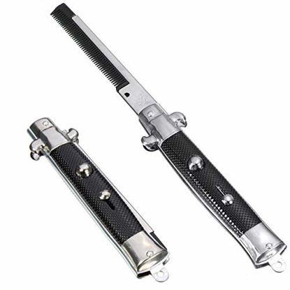 Picture of Rhode Island Novelty 9" Stainless Steel Switch-Blade Folding Pocket Comb (1-Unit)