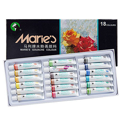 Picture of Marie's Extra Fine Gouache Opaque Watercolor Paint Set 12 ml Tubes - Assorted Colors - [Set of 18]