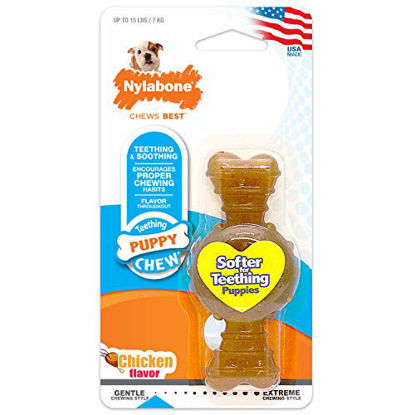 Picture of Nylabone Just for Puppies Petit Chicken Flavored Puppy Dog Ring Bone Teething Chew Toy