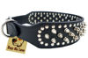 Picture of 19"-22" Black Faux Leather Spiked Studded Dog Collar 2" Wide, 37 Spikes 60 Studs, Pitbull, Boxer