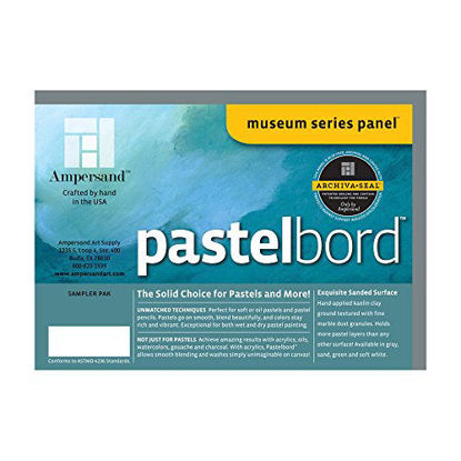 Picture of Ampersand Museum Series Pastelbord for Pastels, Charcoal, Pencils and Ink, Assorted Colors, 1/8 Inch Depth, 5X7 Inch, Pack of 4