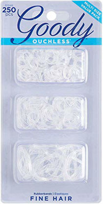 Picture of Goody Women's Hair Ouchless Multi Clear Polyband Elastics, 250 Count
